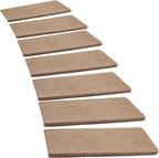 PURE ERA Bullnose Carpet Stair Treads Set Tape Free Non-Slip Indoor Stair Protectors Pet Friendly Rugs Covers Soft Skid Resistant Washable Reusable 9.5" x 30"(14 Pieces, Camel Brown)