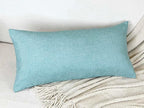 Aiking Home Woven Fine Faux Linen Throw Pillow Cover, Size 14"x26", Aqua
