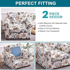 KRFOONN 2 Piece Chair Covers Printed Sofa Covers Couch Covers Washable Armchair Sofa Couch Slipcover Furniture Protector with Elastic Bottom for Living Room (Armchair, 11), Small
