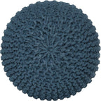 REDEARTH · Round Pouf Bean Bag Ottoman - Foot Stool Hand Knitted - Home Decor Pouffe Stuffed - Cable Boho Poof Beanbag Footrest for Living Room - Nursery - Bedroom - Patio (19.5"x19.5"x14") - Teal