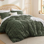 Bedsure Boho Duvet Cover King Size, Soft & Comfortable Elegant Design Boho Bedding for Decoration, Machine Washable Comforter Cover for All Seasons,Includes 1 Duvet Cover & 2 Pillow Shams,Olive Green