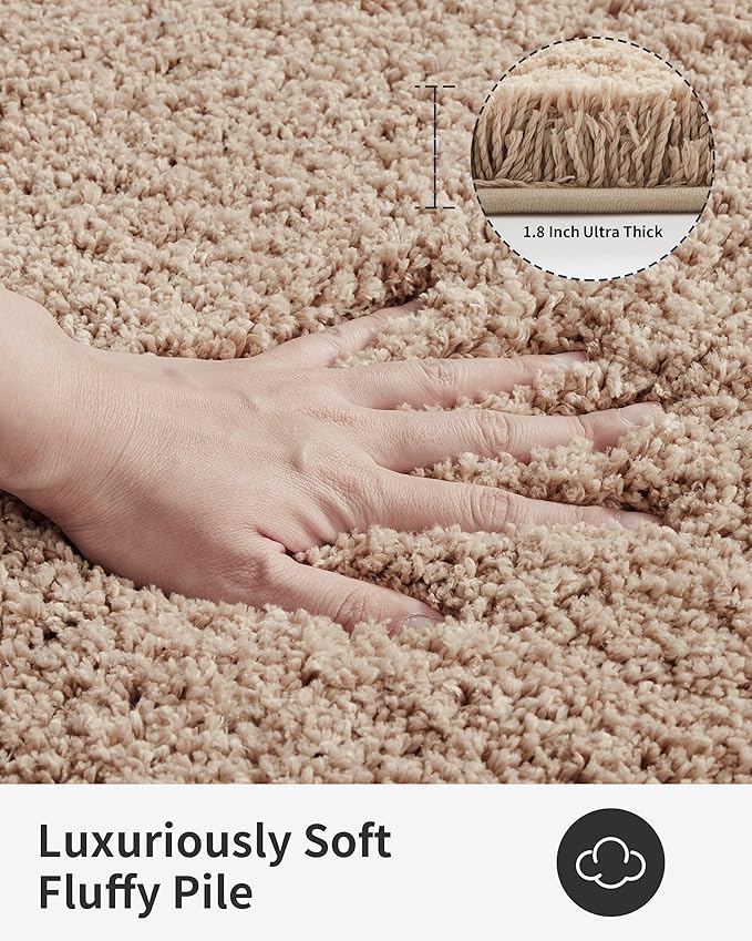 ILANGO Beige Bathroom Rugs 60" × 24" Non Slip & Super Absorbent Extra Thick Soft, Washable Bath Carpet Runner for Floor, Microfiber Plush Shaggy Bath Mats with Rubber for Bedroom Bathtub Shower Room
