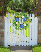 Vlorart 24” Spring Summer Wreaths for Front Door,Porch,Window-Large Artificial Hydrangea & Lemon Outdoor Wreath for Home,Farmhouse,Wedding Decor-Outside All Seasons