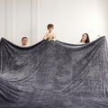 Oversized King Fleece Blanket 120x120 Inches, Seamless Soft Cozy 3D Jacquard Flannel Blanket 10'x10' Extra Large for Bed, Sofa, Couch, Travel & Camping, California King Throw, Dark Grey Leaf
