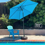Home Zone Living 40lb Round Fillable Patio Umbrella Base Stand, 18in, Pole Holder, Water, Sand, Fits Poles Up to 1.9in(48mm) Diameter, UV Resistant, Lawn, Deck, Backyard, Garden, Spa, Pool, USA-Based