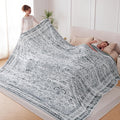 Oversized Vintage Pattern Blanket 120x120 Inches, Giant 10'x10' for Bed, Travel, and Camping, Extra Large Soft Blanket for The Whole Family and Outdoor, Grey