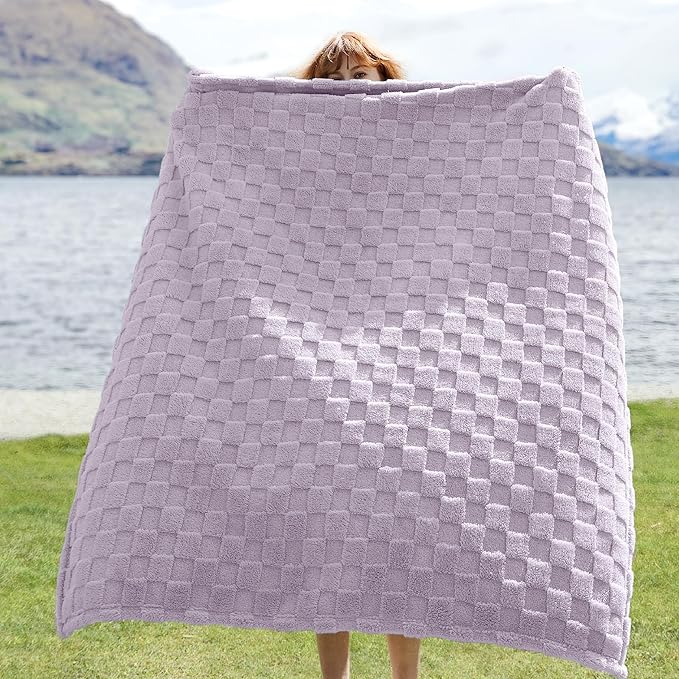 Bedsure GentleSoft Twin Blanket for Bed Lavender Fog - Super Soft Cozy Blankets for Women Men Girls, Cute Fuzzy Fleece Throws for Bedroom Couch, 60x80 Inches