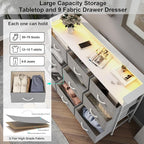 EXOTICA Gray Dresser with LED Light for Bedroom 9 Drawer Dresser with Charging Station Dressers & Chests of Drawers for Entryway Closet Kids Room Hallway Sturdy Steel Frame Wooden Top Easy Pull Handle