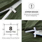 Bedsure Duvet Cover Queen Size with Fitted Sheet - 4 Pieces Prewashed Cotton-Like Extra Soft Bedding Set, Includes 1 Duvet Cover 90x90 Inches, 2 Pillow Shams, 1 Fitted Sheet, Olive Green