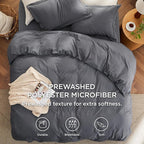 Bedsure Duvet Cover Full Size with Fitted Sheet - 4 Pieces Prewashed Cotton-Like Extra Soft Bedding Set, Includes 1 Duvet Cover 80x90 Inches, 2 Pillow Shams, 1 Fitted Sheet, Dark Grey