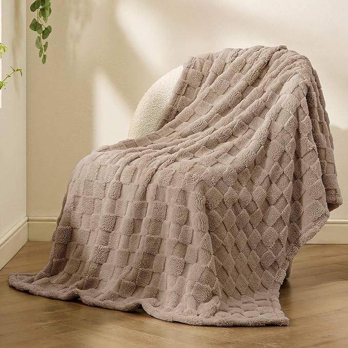 Bedsure GentleSoft Twin Blanket for Bed Light Brown - Super Soft Cozy Blankets for Women Men Girls, Cute Fuzzy Fleece Throws for Bedroom Couch, 60x80 Inches