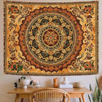 Lifeel Orange Mandala Tapestry, Boho Hippie Medallion Tapestries Home Decor for Bedroom Living Room Dorm, 60x80 inches