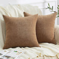 GAWAMAY Decorative Chenille Throw Pillow Covers 24x24 Inch Pack of 2, Soft Square Couch Pillow Cover for Sofa Cushion Living Room Bedroom Solid Dyed Pillowcases Brown 60x60cm (ONLY Covers)