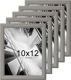 KTKDE 10x12 Picture Frame Set of 5, Wooden frames Grey, Vertical & Horizontal Wall Hanging for Wall or Tapletop Display,Studio Gallery Photo Frame for Photos, Posters & Art Prints