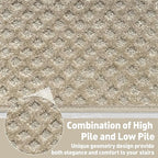 PURE ERA Bullnose Carpet Stair Treads Tape Free Non-Slip Indoor Stair Protectors Pet Friendly Stair Treads for Wooden Steps 9.5" x 30"(2 Pieces,Cream Gray Mini-Diamond Trellis)
