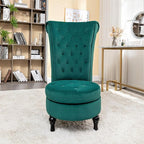 Royal High-Back Velvet Accent Chair for Vanity with Storage and Luxurious Upholstery, Retro Design and Versatile Usage for Living Room, Bedroom, Lounge and Office, Green