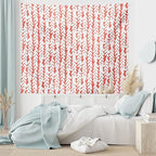 Ambesonne Coral Tapestry King Size, Hand Painted Braids Vertical Pattern Bohemian Hipster Fashion Chevron Art, Wall Hanging Bedspread Bed Cover Wall Decor, 104" X 88", White Coral
