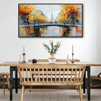 KLAKLA Black and White Canvas Wall Art for Living Room Bedroom Bathroom Orange Paris Theme Room Decor Oil Painting Print Tower Eiffel Painting for Wall Decor 20x40 Inches