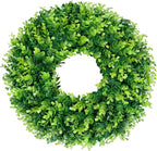 DDHS 18'' Boxwood Wreath for Front Door – Artificial Green Farmhouse Wreath, Spring Summer Fall Winter DIY Decor, for Indoor Outdoor Year-Round Wedding Home Decorations