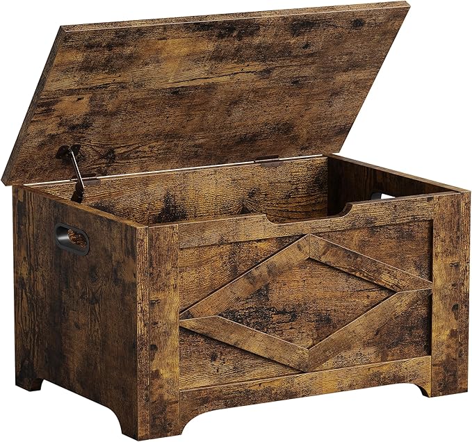 GarveeHome 23.6 in Storage Chest, Wooden Storage Bench with Safety Hinge, Easy Assembly, Large Shoe Bench for Entryway, Living Room, Bedroom