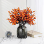 JAKY-Global Babys Breath Orange Silk Artificial Flowers 6 Bundle European Fake Silk Plants Decor Wedding Party Farmhouse Decoration Bouquets Real Touch DIY Home Garden (Orange 6pcs)