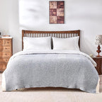 CozeCube Super Soft Fullfy Microfiber Reversible Knitted Blankets, Warm Cozy Fuzzy Plush Throw, Dusty Blue and White Melange Throw Blanket for Couch Bed Sofa, 60" x 80"