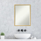 Amanti Art White Wall Mirror 25x19 Paige White Gold Rectangle Bathroom Mirror for Wall Decor Living Room, Medium Modern Wood Frame, Hangs Horizonally and Vertically, Bathroom Decor, Beveled Edge