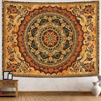 Lifeel Orange Mandala Tapestry, Boho Hippie Medallion Tapestries Home Decor for Bedroom Living Room Dorm, 36x48 inches