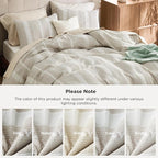 Bedsure Waffle Weave Duvet Cover King - 100% Cotton Boho Duvet Cover with 2 Pillowcases - Linen Color Textured Comforter Cover with Zipper Closure (King, 104"x90")