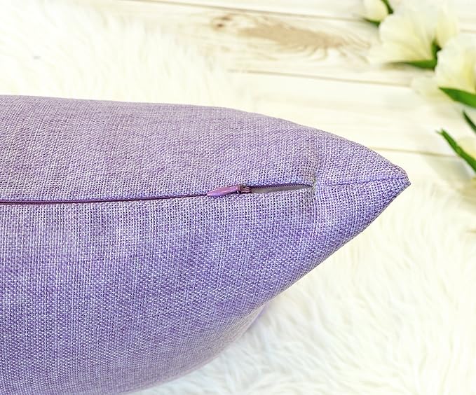 Aiking Home Woven Fine Faux Linen Throw Pillow Cover, Size 18"x18", Lavender