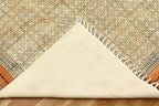 Area Rug 3' Square Rug Bronze & Black Cotton Dhurrie Oriental Thick 0.19 inches Stone Easy Washable Rug Hand Wash Cotton Carpet Flatweave Rug Indoor Outdoor Rugs for Kitchen, Bedside, Enterway