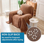 HAOMAIJIA Chenille Couch Cover Sofa Covers for 1 Cushion Couch Washable sectional Couch Covers for Dogs pet Furniture Protector Couch Cover Blanket for Living Room (Brown, 71"x91")