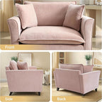 ERYE Modern Chenille Upholstered Accent Chair Wider Seat Leisure Cushion Armchair with 2 Pillows and Removable Cover for Home Apartment Office Living Room Bedroom