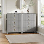 GarveeHome Fluted Dresser for Bedroom, 42.9" Tall 5-Drawer Wood Dresser, Modern Chest of Drawers, Storage Organizer Cabinet for Living Room, Hallway, Entryway, Grey