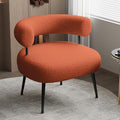 Mid Century Sherpa Boucle Accent Chair, Round Upholstered Barrel Arm Chair for Small Spaces, Fluffy Side Corner Sofa Chair for Living Room, Bedroom, Vanity, Office, Reading Nook（Orange）