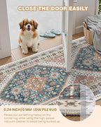 Kitchen Runner Rug Non Slip Washable 2.5x8, Soft Low Pile Entryway Rug Runners for Hallways,Carpet Runner for Living Room,Kitchen, Laundry, Bathroom(Blue/Red,2.5'x8')