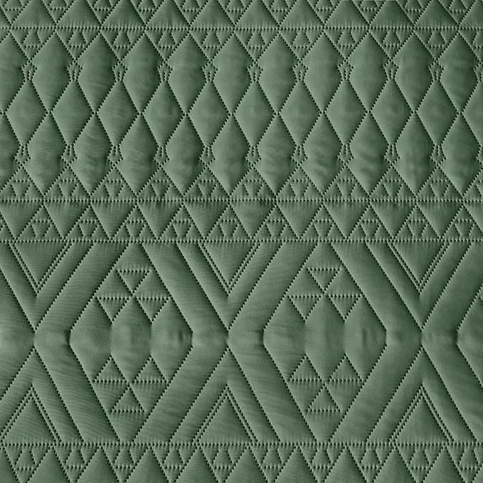 akkialla Twin Size Quilt Bedding Set,Green Lightweight Microfiber Soft Bedspreads,Modern Style Geoetric Pattern Coverlet Set for All Seasons,2 Piece(1 Quilt,1Pillow Sham)