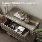 GarveeHome Grey 3 Drawer Dresser for Bedroom, Wide Chest of Drawers with Vintage Handle, Wood Dresser Wide Nightstand for Living Room