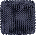 REDEARTH · Cube Low Pouf Foot Stool Ottoman - Hand Knitted Poof - Cord Boho Pouffe - Home Décor - Stuffed Footrest for Living Room - Nursery - Bedroom - Patio (16" x 16" x 8") - Navy Blue, Set of 2