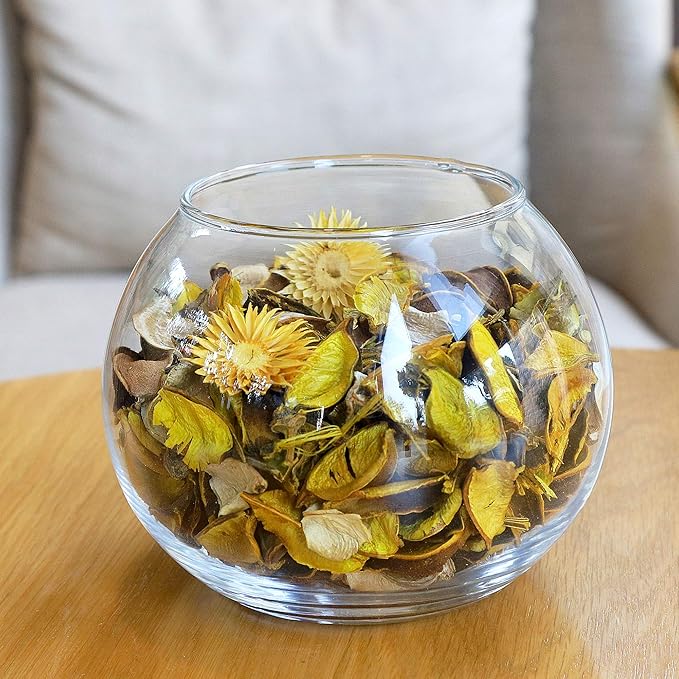 Qingbei Rina Spring Potpourri Bowl Filler, Lemon Scented Potpourri Bags,Yellow Decorative Dried Flowers, Home Fragrance Perfume Petal,Vase Decor,2 Bags,8.4 oz