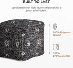 Anji Mountain 100% Handmade & Handcrafted Comfortable Home Décor Pouf Ottoman Footrest for Living Room, Bedroom, Nursery, Kidsroom, Patio Furniture - Obsidian Souk