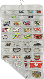 Simple Houseware Hanging Jewelry Storage Organizer, 80-Pocket with 5 Sizes for All Types of Accessories, Gray