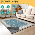 Waterproof Rug Pad, Thick 10x14 ft Under Area Rug Carpet Pad, Non Slip Felt Rug Pads for Hardwood Floors, Keep Carpets in Place Soft and Prevent Rug from Wrinkling or Buckling