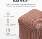 Anji Mountain 100% Handmade & Handcrafted Comfortable Home Décor Pouf Ottoman Footrest for Living Room, Bedroom, Nursery, Kidsroom, Patio Furniture - (20" x 20" x 20" - Teak)