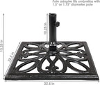 Sunnydaze 52lb Cast Iron Patio Umbrella Base - Heavy-Duty Square Metal Outdoor Market Umbrella Stand for Outside - 22-Inch - Black - Imperial Geometric