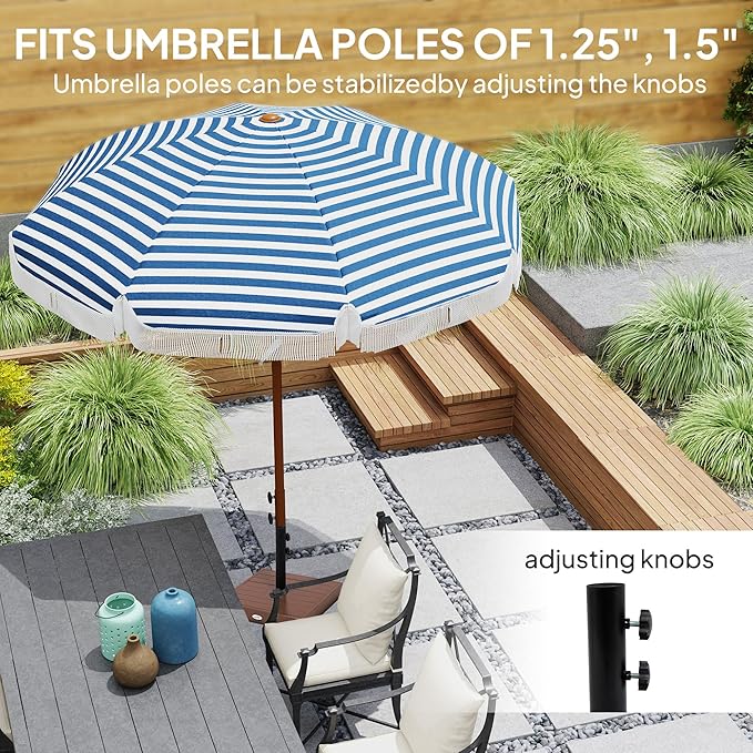 Outsunny Square Patio Umbrella Base, 42 lbs. Concrete Heavy Duty Umbrella Base with Holder for 1.25"/1.5" Poles for Outdoor, Lawn, Poolside, Coffee