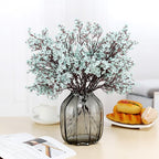 JAKY-Global Babys Breath Fabric Cloth Artificial Flowers 12 Bundle European Fake Silk Plants Decor Wedding Party Decoration Bouquets Real Touch DIY Home Garden (Grey Blue-12pcs)