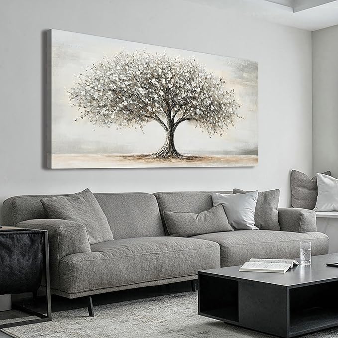AIXMGSJS Canvas Wall Art Decor Canvas Art Decor Tree of Life Art Modern Black and White Wall Art Prints Large Artwork for Walls Pictures for Living Room for Bedroom Office Wall Decor 24" X 48"