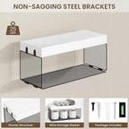 Bathroom Floating Shelf for Wall,16 inch Wall Mounted Floating Shelves Toilet Organizer and Storage,Small Farmhouse Decor Shelf,White,Set of 3