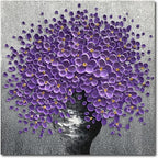 24x24 Hand-Painted Purple Flowers 3D Abstract Decorative Paintings, Wall Decorative Frame Wall Art, Modern Art Living Room Bedroom Office Hotel and Restaurant Wall Art